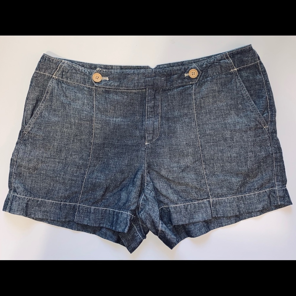 Loft Linen Blend 4" Shorts Dark Blue Wash White 8